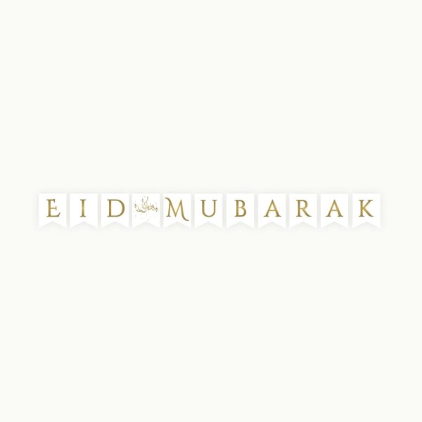 Eid-Mubarak Wimpelkette (Weiß/Gold)